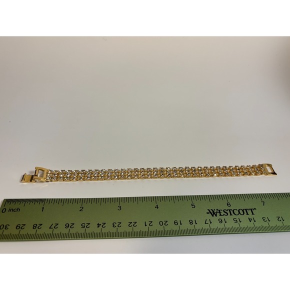 Vintage Bracelet in Gold Tone with Intricate Rhinestone Detail - Picture 7 of 7